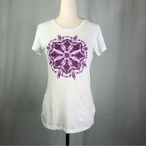 Columbia slim fit t-shirt tee shirt white purple mandala S